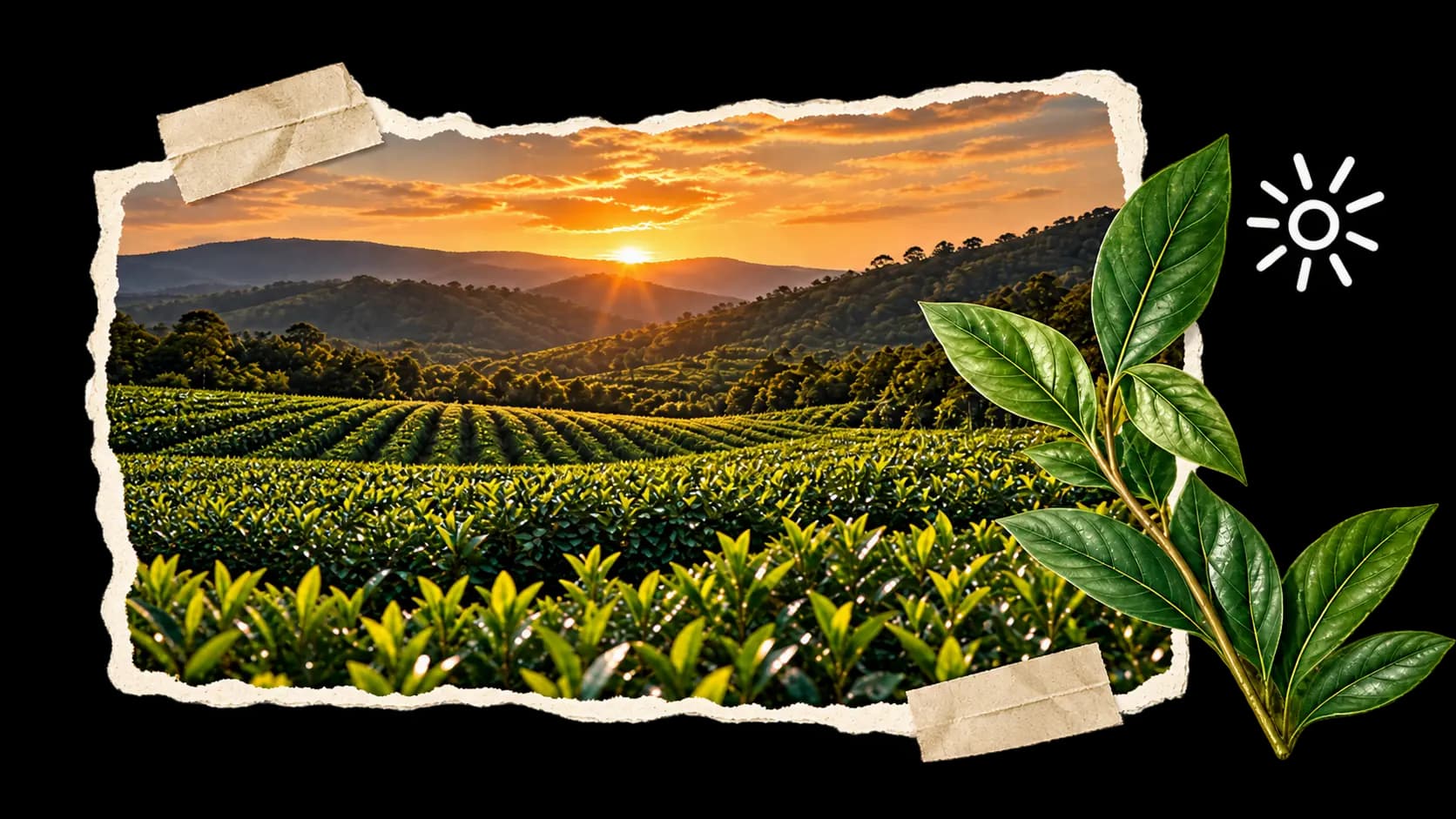 Cultivo de yerba mate sobre colinas verdes