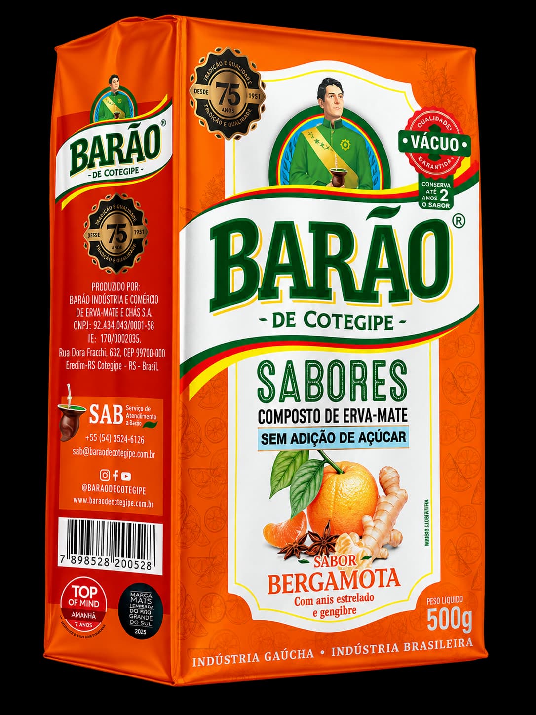 Paquete de yerba mate Barão Composto Bergamota, Anis Estrelado e Gengibre