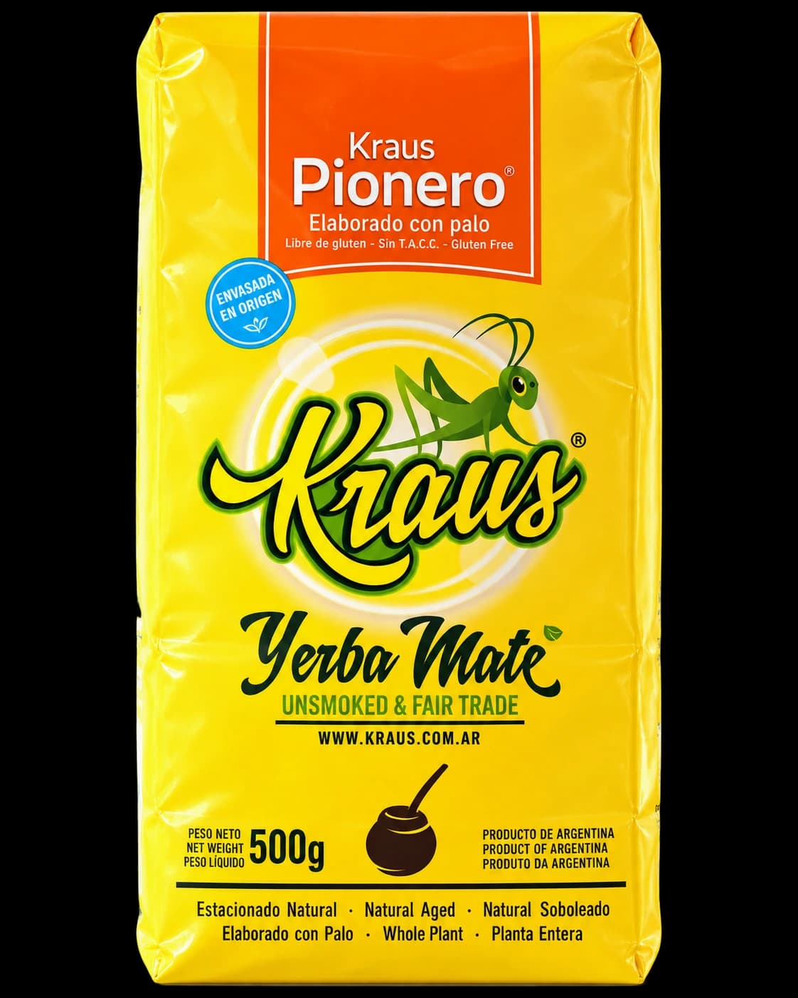 Paquete de yerba mate Kraus Pionero