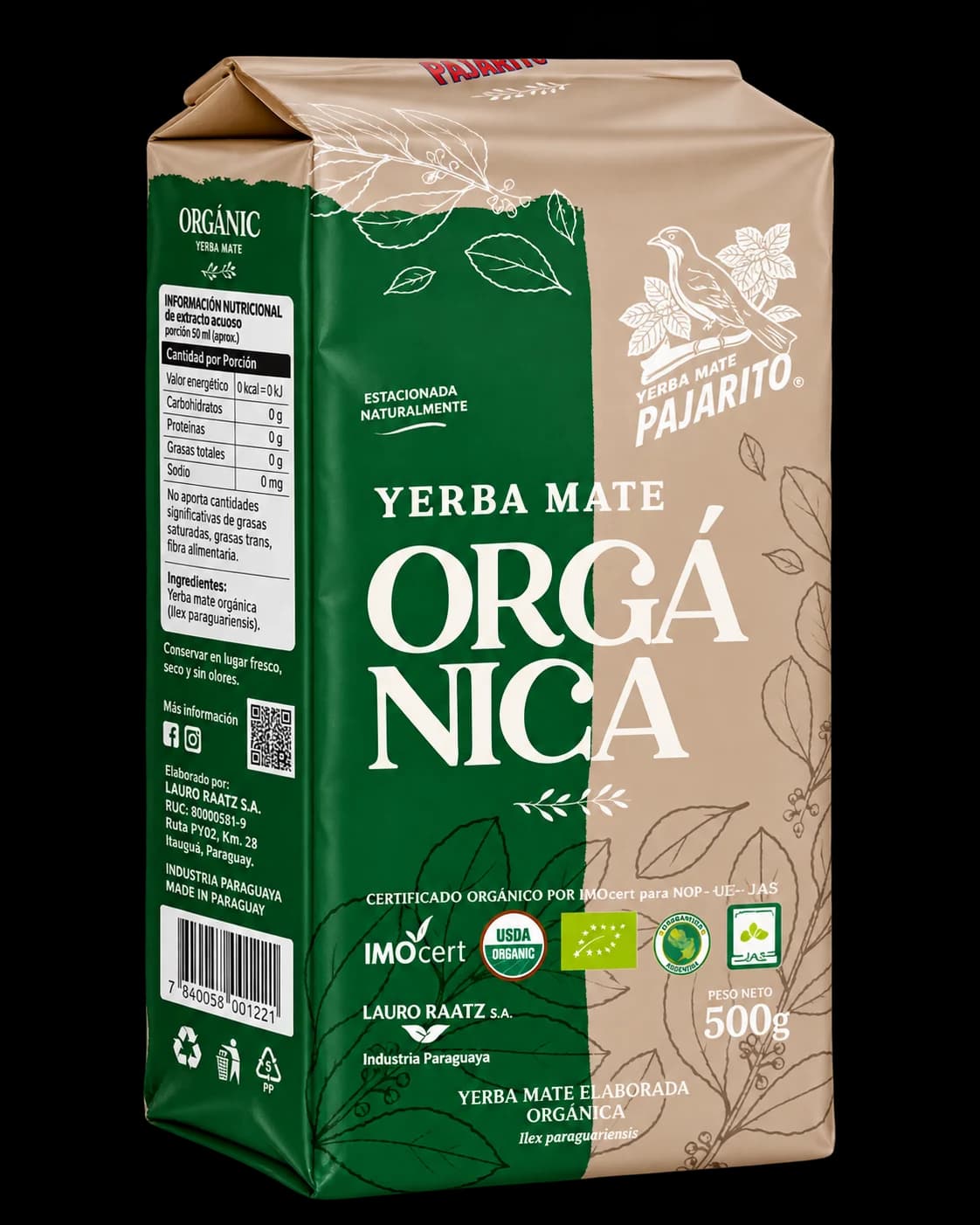 Paquete de yerba mate Pajarito Orgánica