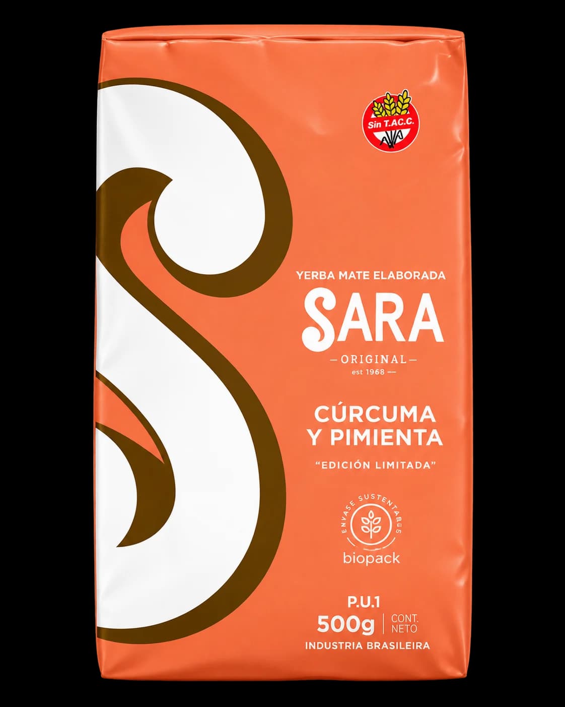 Paquete de yerba mate Sara Cúrcuma y Pimienta